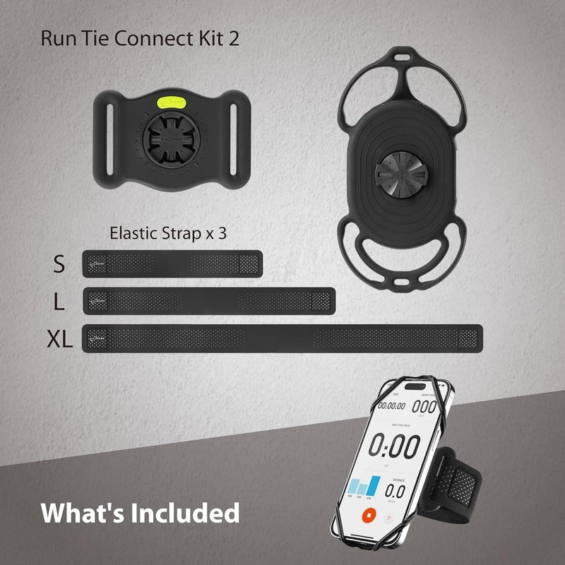 BONE COLLECTION Bone Run Tie Connect Kit 2, Running Cell Phone Holder, Detachable & 360° Rotatable Sport Armband, Skin-Friendly Silicone Workout Phone Carrier Compatible with Most Smartphones (Connection Kit) - Image 5